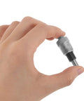 Hand holding Stainless Steel Micrometer Head 0-6.5mm With Modular Interfaces And Precise Microadjustment For Industrial Metrology Workflows Pro Grade CNC Fixtures Sliding Gauges And Machining Measurement Tools