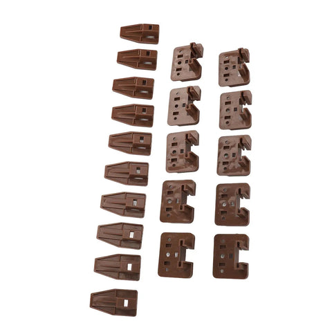 Ten Sets Heavy Duty Plastic Center Mount Drawer Slides With Smooth As Butter Runners Quick Install Hardware For Furniture Restoration Upgrade And Repair Gonna Work Like A Charm showing plastic drawer glides in brown.