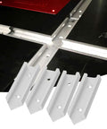 Heavy Duty 4 Pack Aluminum T Track Connectors For Router Table Miter Jig Slot Cross Points Plus Intersection Fixtures To Upgrade Your Woodworking Setup Today on a black table with red accents.