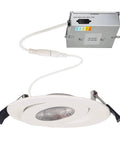 6 Inch LED Round Adjustable Recessed Light With 5-CCT Selectable Color Temp, 15W 1350 Lumens, white finish, side angle view