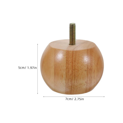 Round Wood Furniture Leg Replacement Set 4 Heavy Duty Bun Feet 5cm Height Boost Unfinished Modern Style