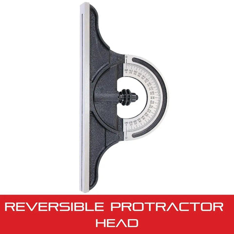 Reversible Protractor Head For Combination Squares And Bevel Protractors With Black Wrinkle Finish, side view showing dual-sided angles