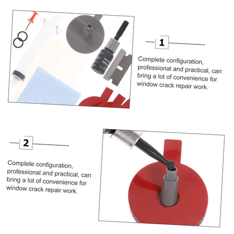 Car Windshield Repair Kit For Chips And Cracks Quick Fix Portable Auto Glass Tool With Ratcheting Screwdriver components shown