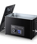 Pro Grade 30 Liter Ultrasonic Cleaner With 40 Khz Waves And Degassing Mode, interior view with stainless steel bin and twist dial.