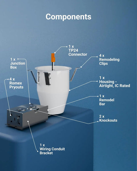 4 Inch Recessed Lighting Housing Can For Quick Remodels No Fuss Air Tight IC Rated Ceiling Can 120 To 277V components