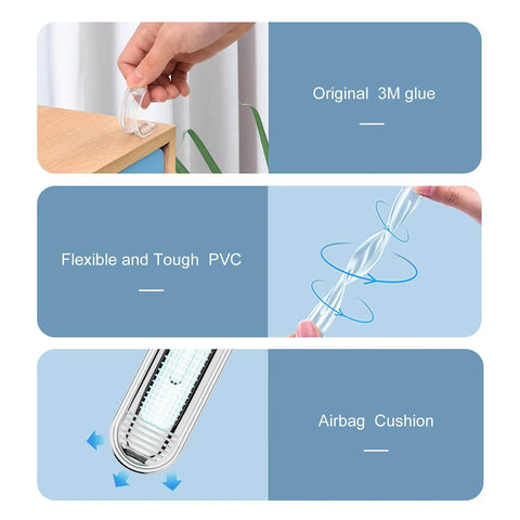 Clear Silicone Cabinet Door Bumper With Strong Adhesive 3M Backing, flexible PVC material, shown in use and close-up