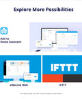 Interface showing Dope Tiny 10A WiFi Smart Light Switch Module For Diy Home Automation with Home Assistant, eWeLink, and IFTTT options.