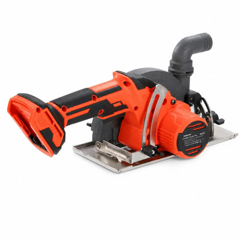 Compact Brushless Circular Saw Kit With Dual Six Inch Blades And Rip Guide Made For Heavy Duty Cordless Cuts Built Different With Straight Fire Cutting Power And Sweet Kickback Control For Pro Crews angled view showcasing the ergonomic handle.