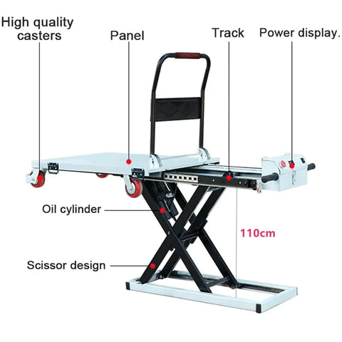 Heavy Duty Electric Rechargeable Folding Forklift Cart With Hydraulic Lift Platform For Pickup Trucks And Vans 300 KG Capacity 43 Inch Height No Sweat Quick Load Setup