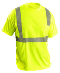 Hi Vis Wicking Birdseye Short Sleeve T Shirt Class 2 ANSI 100 Percent Polyester With 2 Inch Silver Reflective Tape Yellow 2X-Large Work Safety Shirt For All Day Comfort