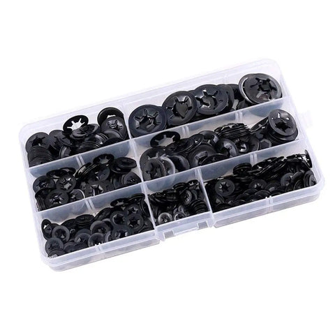 260 Piece Internal Tooth Starlock Locking Washers Set With 7 Sizes M3 To M12 65Mn Black Oxide Steel in transparent box