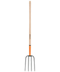 4-Tine Manure Fork With 48 Inch Handle For Stable Cleanouts And Farm Yard Work, Heavy Duty Steel Tines For Easy Scooping