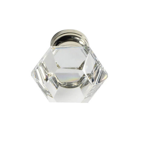 Clear Glass Cabinet Knob One And One Quarter Inch 32mm Polished Nickel Base Pack Of 10 for Cabinets and Furniture