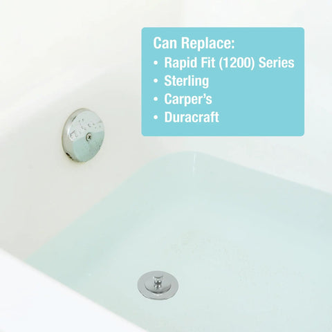 Lift And Turn Tub And Bath Drain Stopper in Chrome Finish Easy Replacement Converts Trip Lever Drains No Fuss Install in tub
