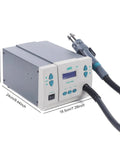 Powerful 1000W Soldering Hot Air Rework Station with Digital Display and Adjustable Airflow, measuring 13x24x18.5cm