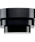 One Light Louvered Wall Sconce Light Fixture In Black Finish, Modern Design For Entryway Hallway Foyer Bedroom And Living Room, Tri Band Louvered Shade That Glows From The Top, Seven Inch Tall