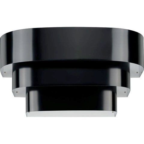 One Light Louvered Wall Sconce Light Fixture In Black Finish, Modern Design For Entryway Hallway Foyer Bedroom And Living Room, Tri Band Louvered Shade That Glows From The Top, Seven Inch Tall