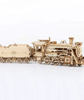 1:18 Scale Steam Train Model With Carriage 3D Wooden Puzzle For Adults DIY Mechanical Vehicle Kit shown side view