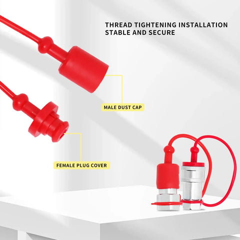 1/2 Inch ISO5675 Hydraulic Dust Cap And Plug Set, Red Rubber Male Cap And Female Plug Covers For ISO5675 Quick Couplers, 4-Piece