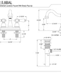 Technical drawing of 4 In Centerset Bathroom Faucet In Oil Rubbed Bronze, Solid Brass Construction, Drip-Free Ceramic Disc, deck mount 4-hole installation.