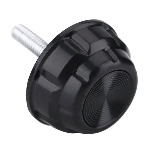 Black durable screw cap from the Durable Screw Cap Replacement Kit For Spinning Reels 10 Pcs Handle Caps And Gaskets For Outdoor Fishing.