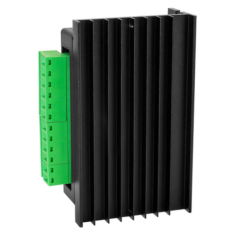 TB6600 stepper motor driver with green terminal block on a black heatsink housing; for NEMA 17/23/14 motors