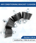 4 Pack M8 Rubber Vibration Isolator Mounts 40x26mm shown on air conditioning bracket cushion with bolts