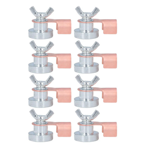 Heavy Duty 8Pcs Magnetic Welding Ground Clamps arranged in two rows, featuring a durable steel and copper design for secure grip.