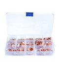 Super 280pcs Purple Copper Flat Washers M5 M20 Metric Kit For Auto Hybrid Electric Sealing Jobs Where Brass Gaskets Offer Heat Resistance And Wear Protection For Heavy Duty Usage On Your DIY Projects And Engine Repair Tasks At Home Right Now. in organizer box