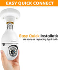 Hand holding 2 Pack Light Bulb Security Camera System Wireless WiFi Outdoor With Audio 3MP Ultra Clear Picture showing easy install