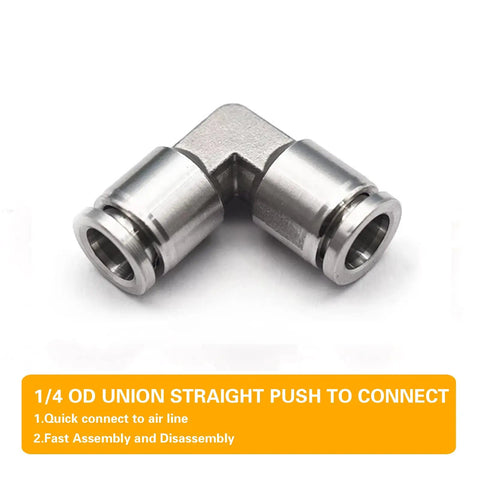 Stainless Steel Quarter Inch Tube Push To Connect Fittings 90 Degree Elbow Quick Connect For Air Line Outer Diameter One Quarter Inch No Hassle Air And Water Compatible Two Pack