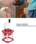 Rock Solid Router Lift Base Built With Premium Aluminum Alloy And Stainless Steel Table Raising Rig for 64 to 65mm tools at a working table.