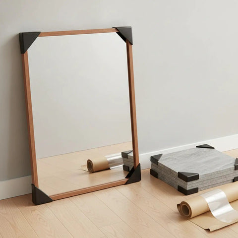 Heavy Duty Black PP Corner Protectors For Shipping And Handling on mirror and tiles, cushioned impact protection for transit