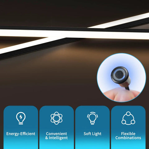 Close-up of LED light strip and touch switch from 6 Piece Self Adhesive LED Recessed Lighting Kit With Smart Switch 3000K Touch Switch For Wood Slat Wall Panels Headboards Stairs And Under Cabinet Decor In 16 Inch 24 Inch And 40 Inch Lengths.