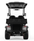 Back view of slick electric golf cart with sturdy frame, two seats, and weather protection, featuring 48V 5KW AC motor.