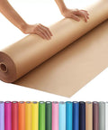 Hands unrolling Brown Kraft Paper Roll 36 Inch Wide By 200 Feet Long 70Gsm 50Lb Unwaxed Uncoated Kraft Sheet for various uses