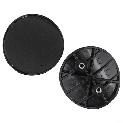 Comfy Armrest Pads For Indoor Cycling Bikes, 2 Piece EVA Cushioning System, shown as round black pads, one front view, one back view