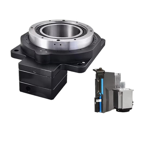 Hollow 360 Degree CNC Rotary Table For Dope Precision Indexing And Milling, Electric Spindle Friendly Hollow Design, shown with controller.