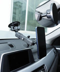 Beefy Strong Magnetic Phone Holder Base With 1 Inch Ball For MagSafe iPhone in car installed on dashboard with RAM Mounts arm