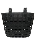 Front Bike Basket For Kids With Bell, durable black plastic handlebar basket, removable front carrier, ideal for small toys and bottles.