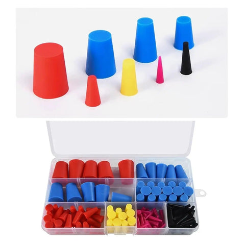 Dope 125 Piece Silicone Rubber Tapered Plug Assortment Kit For Tight Fittings, High Temp Heat Resistant Stuffing Blocks And Hose Seals That Never Crack Or Shrink On Your Car Projects, assorted plugs in storage case