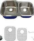 Meridian Undermount 60 40 Double Bowl Kitchen Sink Kit in 16 Gauge 304 Stainless Steel with Brushed Finish 32 Inch by 21 Inch by Nine Inch