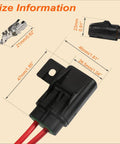 Size information of Bulletproof Waterproof Sealed Inline Fuse Holder Kit For Ato Atc Fuses with dimensions in millimeters.