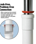 Straight Extension Trap Adapter For 1-1/2 In Or 1-1/4 Inlets And Outlets White Polypropylene Slip Joint Connection Heavy Duty Washers