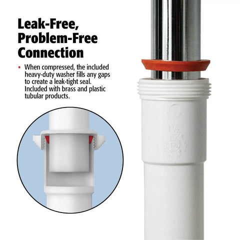 P Trap Kit For 1 1/4 Inch Drain White Easy Install With Nuts And Washers Keeps Sewer Gas Out And Stops Bad Smells DIY Friendly Bathroom Plumbing Repair 200WK, showing leak-proof connection with washer detail.