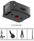 Built Tough Sports Camera Charging Dock For Pocket 3 Rig with 1/4 inch screw hole and USB-C connection detail.