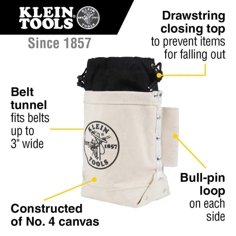 Top Closing Bolt Bag With 3 Inch Drawstring, Load Rated Tool Bag For 5 X 10 X 9 Inches, Built Tough No 4 Canvas with bull-pin loops