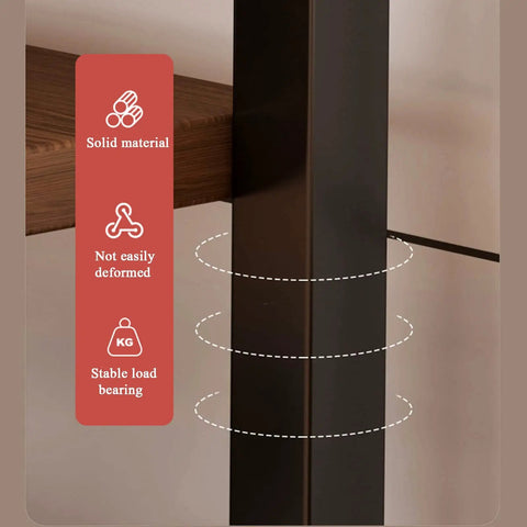 Close-up of sturdy black metal pole emphasizing solid material and stable load bearing for Kickass Heavy Duty Kitchen Storage Rack Handling Everyday Essentials From Microwaves To Pantry Items Large Capacity Multifunctional Utility Cart And Industrial Coffee Station.