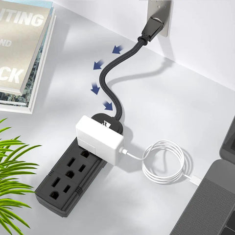 Two Pack Slim 3 Outlet Power Strip With 1 Foot Heavy Duty Extension Cord Portable Black Power Bar for office desk