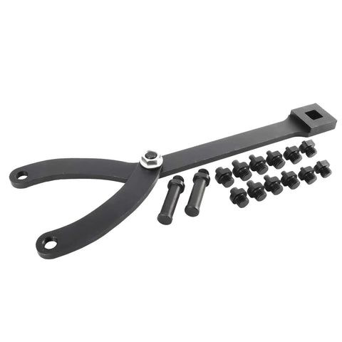 Adjustable Pin Spanner Wrench For Pulleys And Crankshafts Go To Tool For Camshaft Pulleys with multiple pins on white background